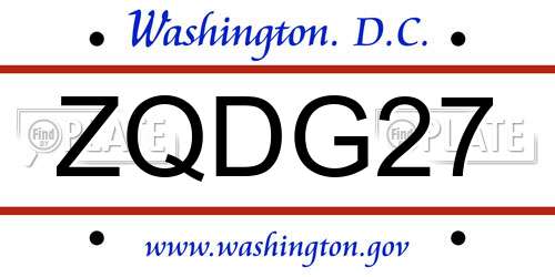 ZQDG27 District Of Columbia License Plate