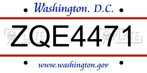 ZQE4471 District Of Columbia License Plate