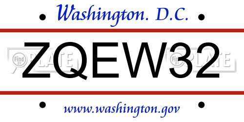 ZQEW32 District Of Columbia License Plate