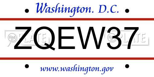 ZQEW37 District Of Columbia License Plate