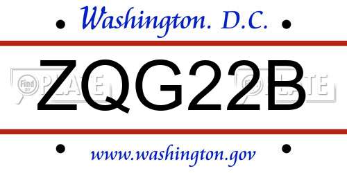 ZQG22B District Of Columbia License Plate