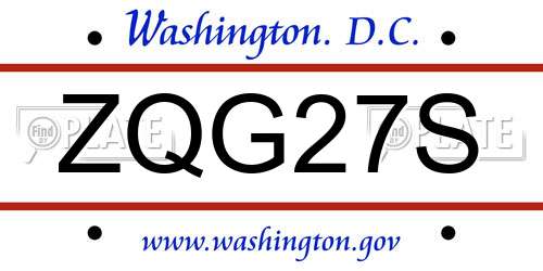 ZQG27S District Of Columbia License Plate