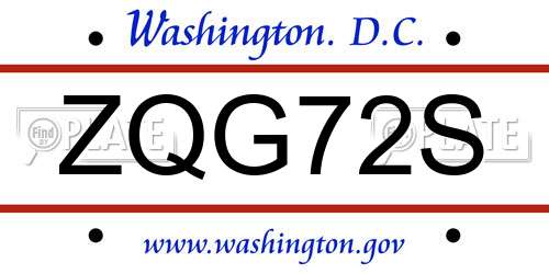 ZQG72S District Of Columbia License Plate