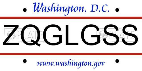 ZQGLGSS District Of Columbia License Plate
