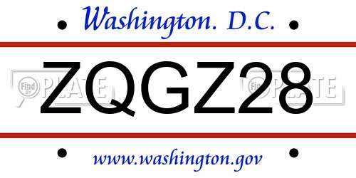 ZQGZ28 District Of Columbia License Plate