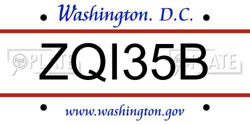 ZQI35B District Of Columbia License Plate