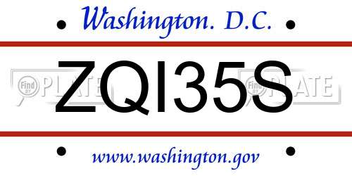 ZQI35S District Of Columbia License Plate