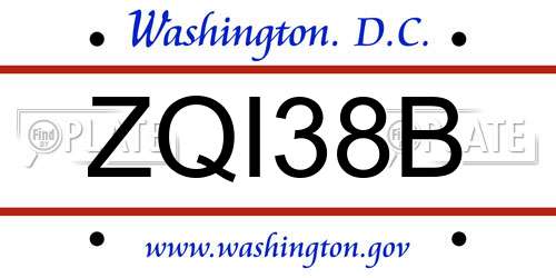 ZQI38B District Of Columbia License Plate