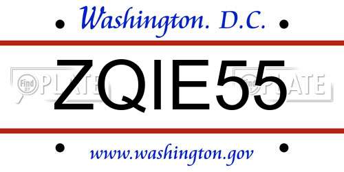 ZQIE55 District Of Columbia License Plate