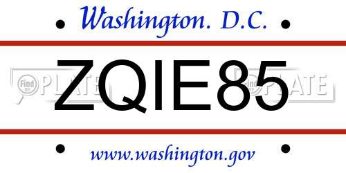 ZQIE85 District Of Columbia License Plate