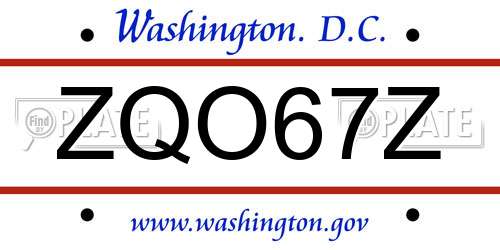 ZQO67Z District Of Columbia License Plate