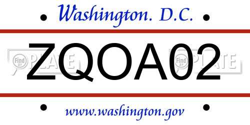 ZQOA02 District Of Columbia License Plate