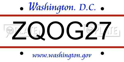 ZQOG27 District Of Columbia License Plate