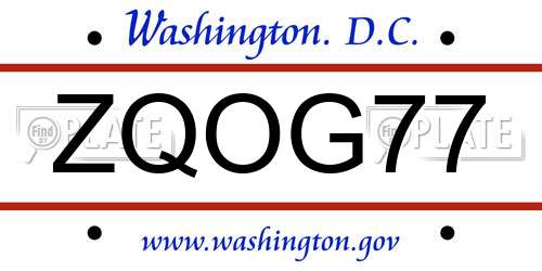 ZQOG77 District Of Columbia License Plate