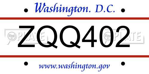 ZQQ402 District Of Columbia License Plate