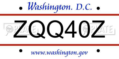 ZQQ40Z District Of Columbia License Plate