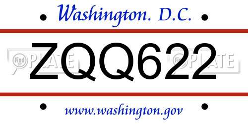 ZQQ622 District Of Columbia License Plate
