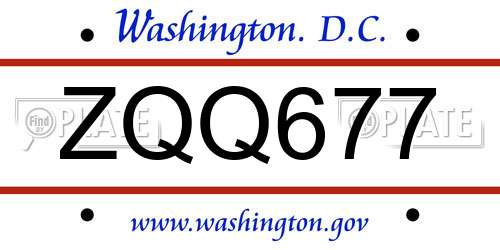 ZQQ677 District Of Columbia License Plate