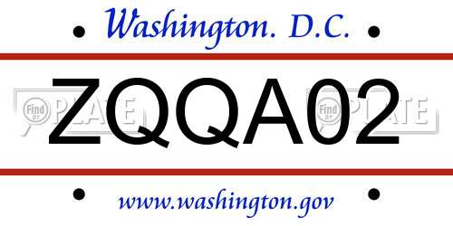 ZQQA02 District Of Columbia License Plate