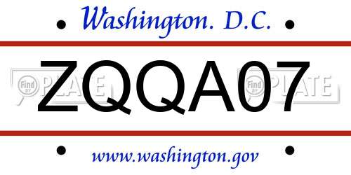 ZQQA07 District Of Columbia License Plate