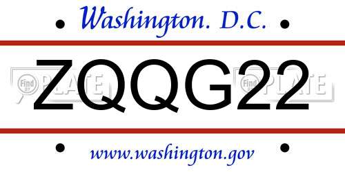 ZQQG22 District Of Columbia License Plate