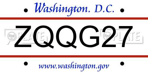 ZQQG27 District Of Columbia License Plate