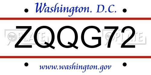 ZQQG72 District Of Columbia License Plate