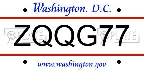 ZQQG77 District Of Columbia License Plate