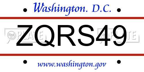ZQRS49 District Of Columbia License Plate