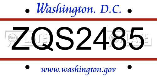 ZQS2485 District Of Columbia License Plate