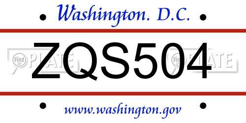 ZQS504 District Of Columbia License Plate