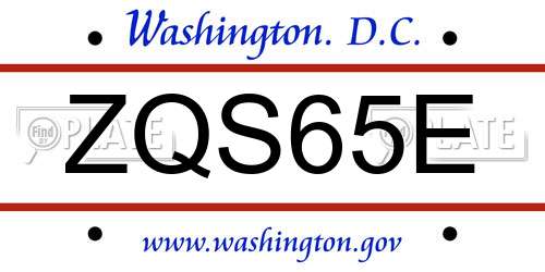 ZQS65E District Of Columbia License Plate