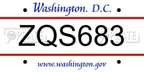 ZQS683 District Of Columbia License Plate