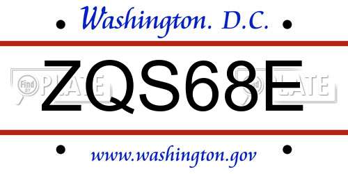ZQS68E District Of Columbia License Plate