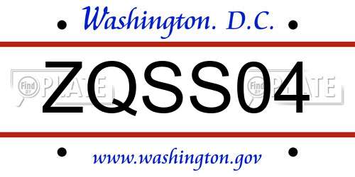 ZQSS04 District Of Columbia License Plate