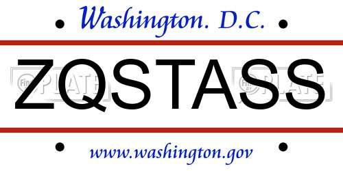 ZQSTASS District Of Columbia License Plate