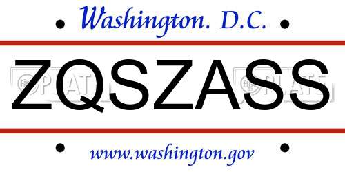 ZQSZASS District Of Columbia License Plate