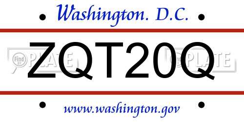 ZQT20Q District Of Columbia License Plate