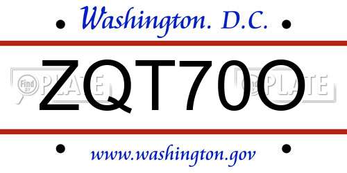 ZQT70O District Of Columbia License Plate