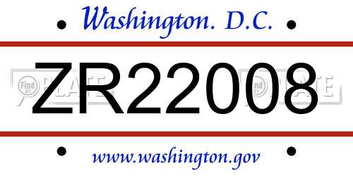 ZR22008 District Of Columbia License Plate