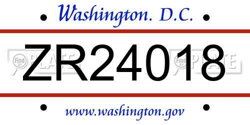 ZR24018 District Of Columbia License Plate