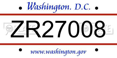 ZR27008 District Of Columbia License Plate