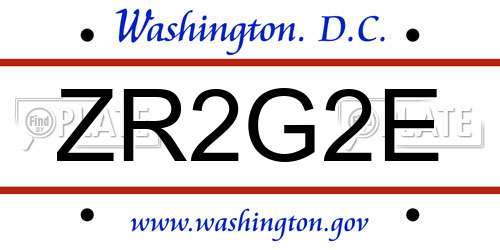 ZR2G2E District Of Columbia License Plate