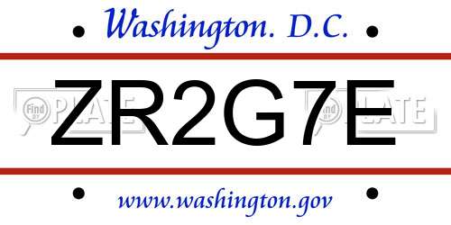 ZR2G7E District Of Columbia License Plate