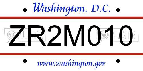ZR2M010 District Of Columbia License Plate