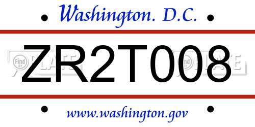 ZR2T008 District Of Columbia License Plate