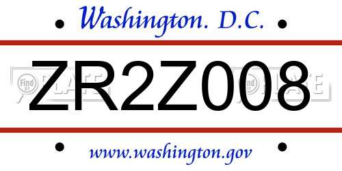 ZR2Z008 District Of Columbia License Plate