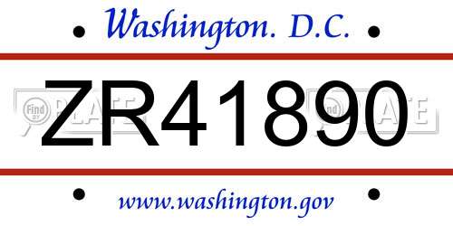 ZR41890 District Of Columbia License Plate