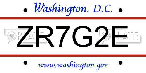 ZR7G2E District Of Columbia License Plate