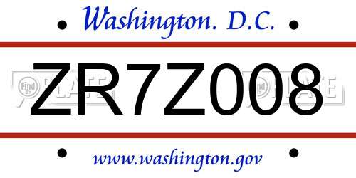 ZR7Z008 District Of Columbia License Plate